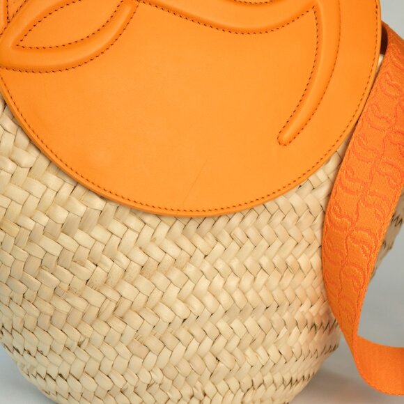 Christian Louboutin Small Biloumoon Basketweave Handbag, Orange - Picture 6 of 13